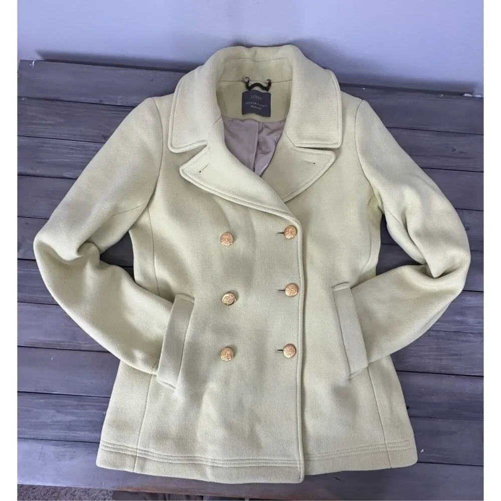 J. Crew Yellow Stadium Cloth By‎ Nello Gori Majesty Wool Peacoat Citron C… - Picture 5 of 9